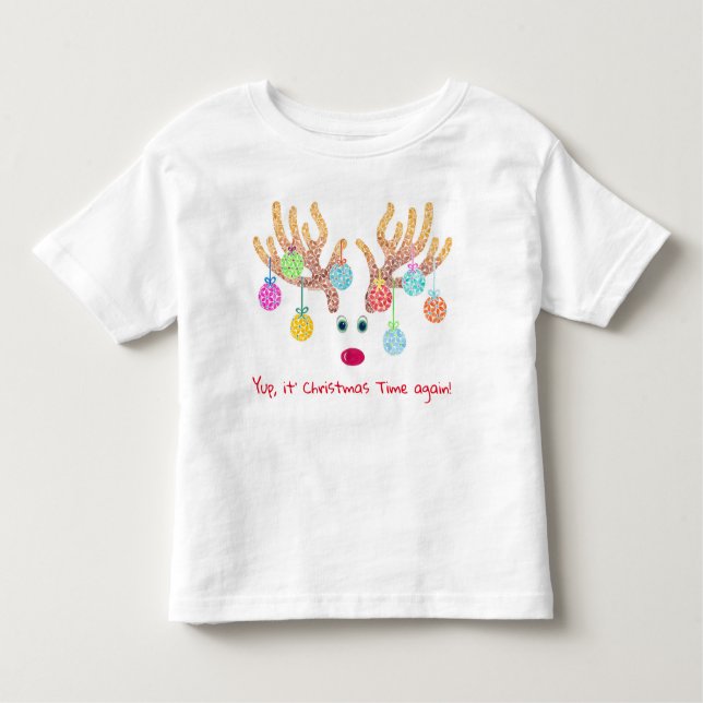 Pour Les Tous Petits T-shirt Reindeer and Ornaments Toddler (Devant)