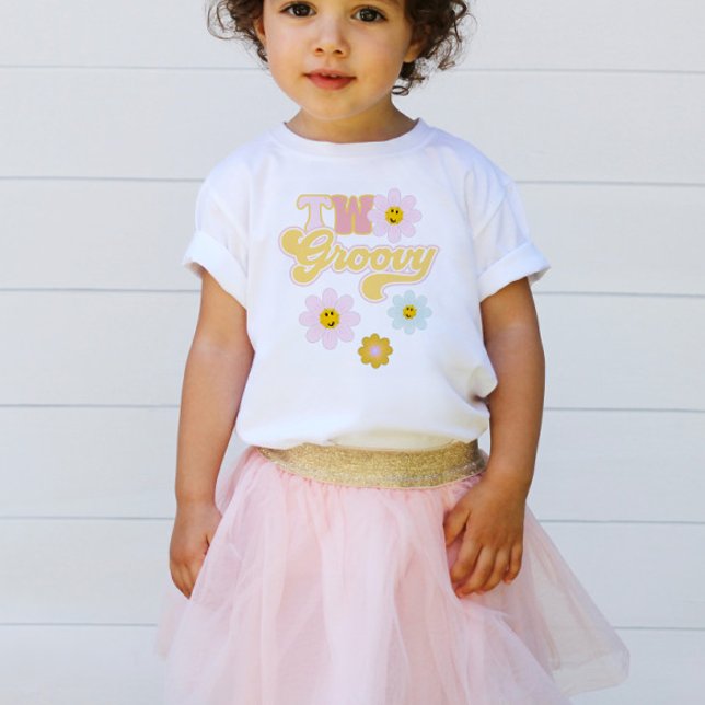 Pour Les Tous Petits T-Shirt Retro Daisy Two Groovy 2e Anniversaire (Créateur téléchargé)