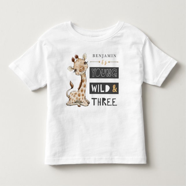 Pour Les Tous Petits T-shirt Safari Young Wild et Three Birthday (Devant)