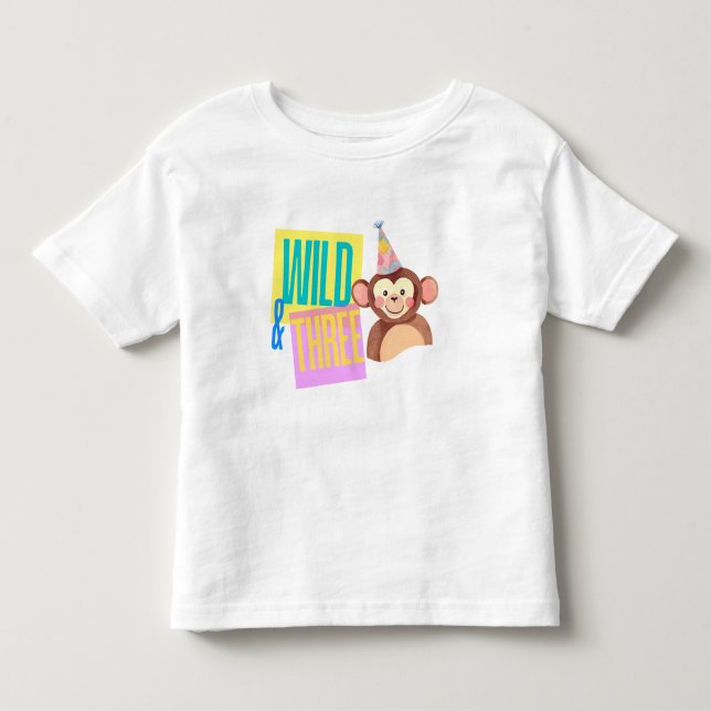 Pour Les Tous Petits T-shirt singe Wild & Three 3e anniversaire (Devant)