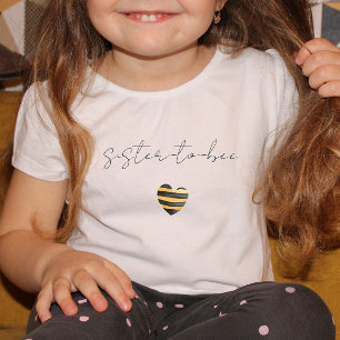 Pour Les Tous Petits T-shirt Soeur-Abeille Jaune Coeur Noir