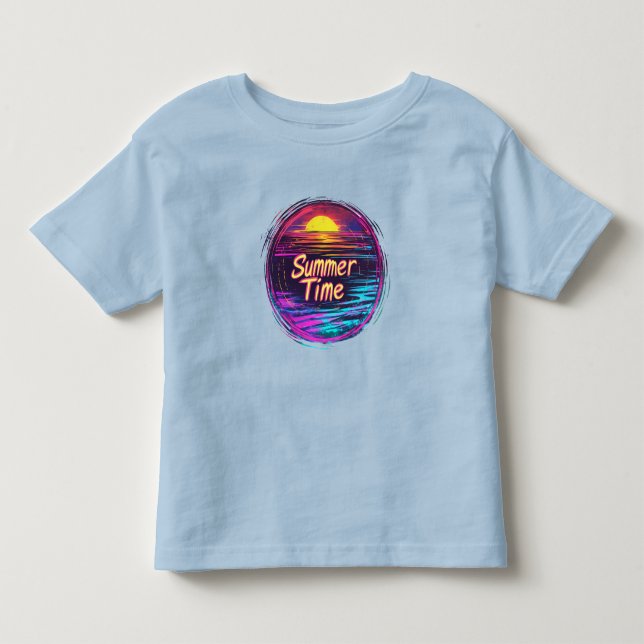 Pour Les Tous Petits T-shirt Sunset Retro animé "Heure d'été" (Devant)