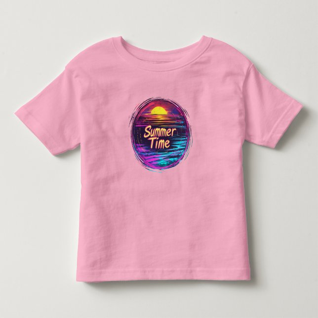 Pour Les Tous Petits T-shirt Sunset Retro animé "Heure d'été" (Devant)