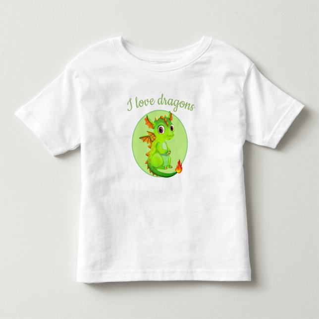 Pour Les Tous Petits T-shirt Toddler Dragon Vert (Devant)
