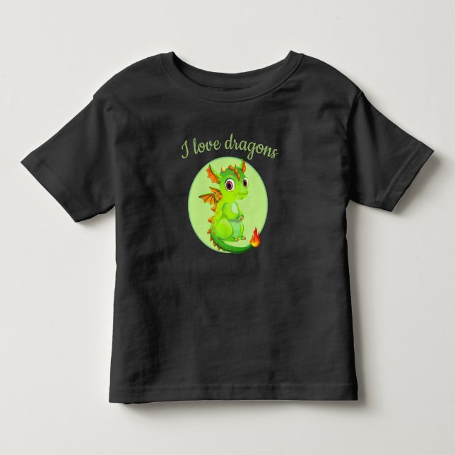 Pour Les Tous Petits T-shirt Toddler Dragon Vert (Devant)