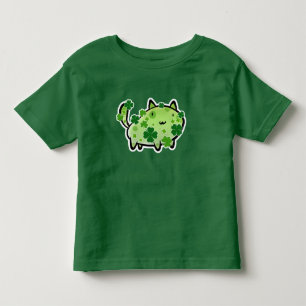 Pour Les Tous Petits T-shirt vert d'enfant en bas âge de chat de trèf