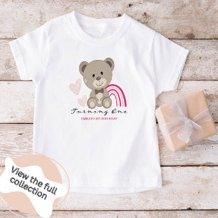Pour Les Tous Petits Teddy Bear 1er Anniversaire Pink Toddler T-shirt