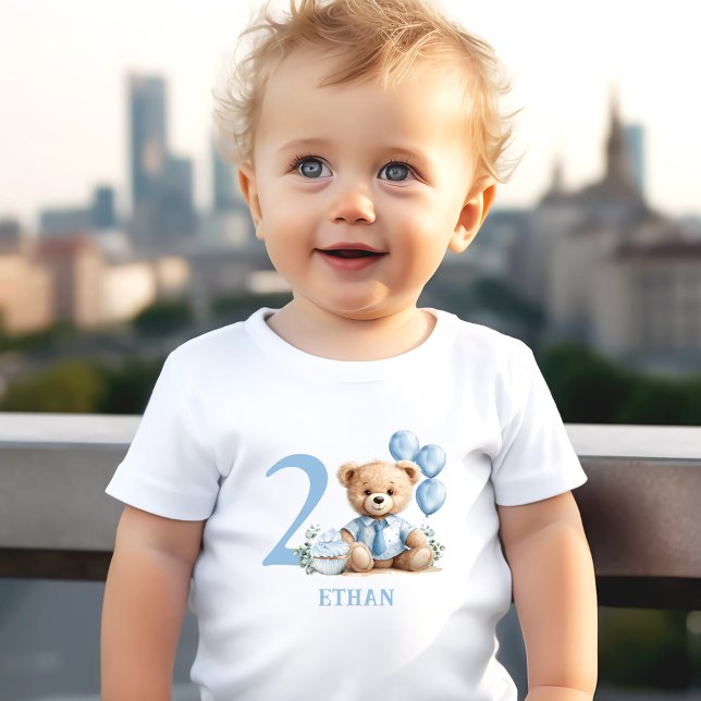 Pour Les Tous Petits Teddy Bear 2nd Birthday Name Blue Toddler T-shirt (Teddy Bear 2nd Birthday Name Blue Toddler T-shir)