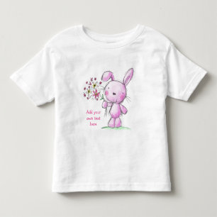 Pour Les Tous Petits TODDLERS T-SHIRT Joli lapin rose + texte personnal