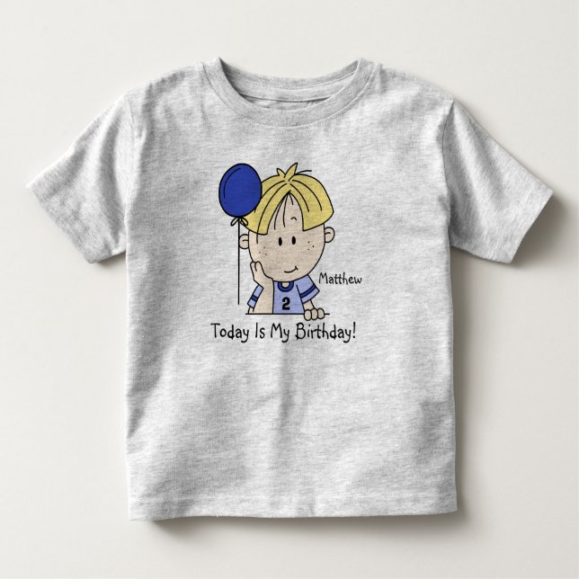 Pour Les Tous Petits Un Garçon Blond Personnalisé Avec T-Shirt D'Annive (Devant)