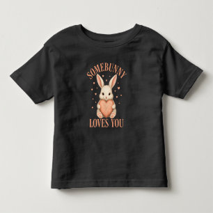 Pour Les Tous Petits Un petit lapin t'aime T-Shirt noir mignon