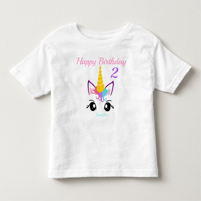 Pour Les Tous Petits Unicorn Girls Anniversaire T-shirt Personnaliser l (Devant)