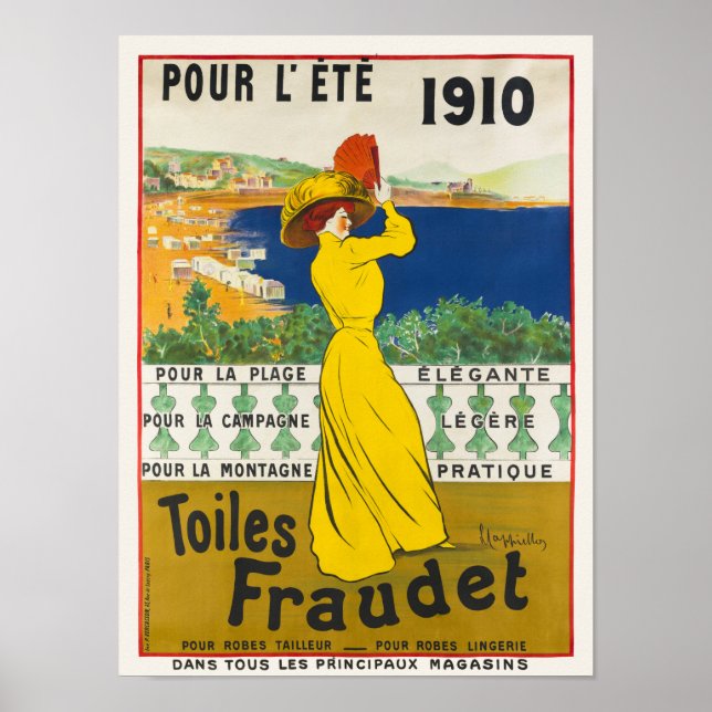 Pour l'ete. Toiles Fraudet Poster vintage 1910 (Devant)