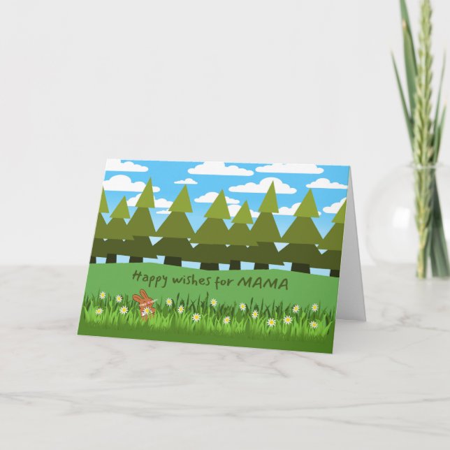 Pour Mama Anniversaire Mignonne lapin avec carte m (Devant)