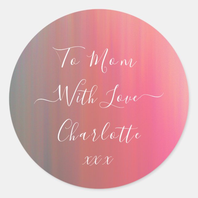 Pour Maman avec amour Étiquette de cadeau rose et  (Devant)