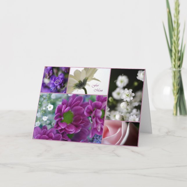 Pour Maman ~ collage de fleurs Carte de fête des m (Devant)