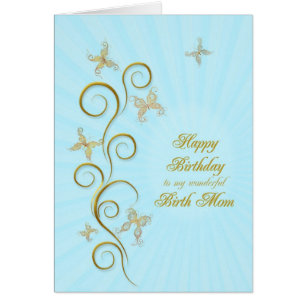 Pour maman natale, Anniversaire avec papillons dor