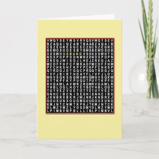 Pour mari, Wordsearch carte d'anniversaire (Devant)
