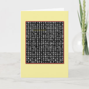 Pour mari, Wordsearch carte d'anniversaire