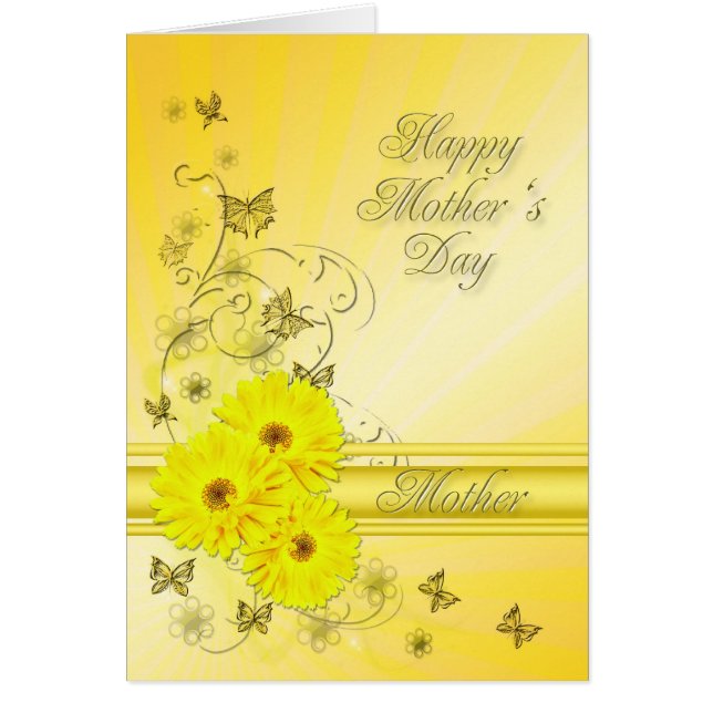 Pour Mère, fête des mères aux fleurs jaunes (Devant)