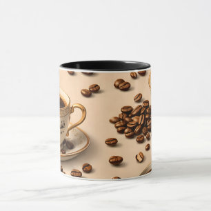 Pour moi, grains de café et tasse d'espresso éléga
