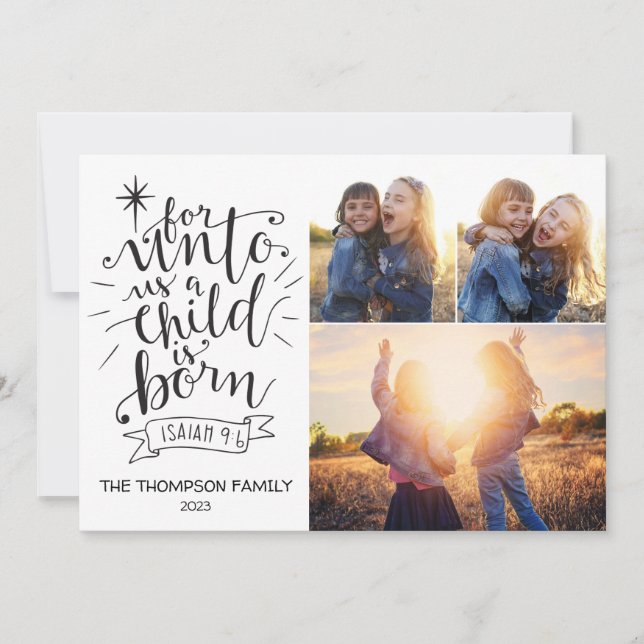 Pour nous la carte photo de Noël trois photo (Devant)