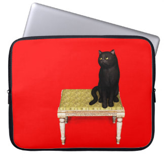Pour Ordinateur Portable Chat noir sur le tabouret housse d'ordinateur port