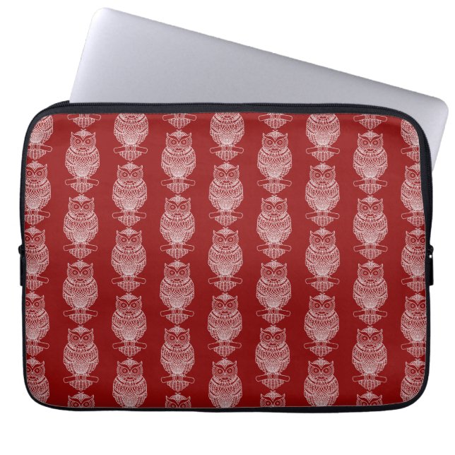 Pour Ordinateur Portable Hibou (rouge) - Housse d'ordinateur (Devant)
