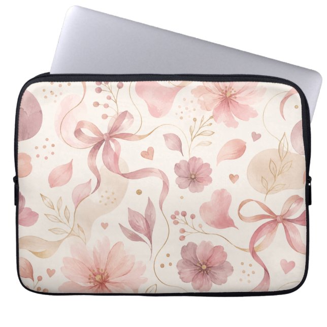 Pour Ordinateur Portable Housse d'ordinateur Coquette Rose Fleurie (Devant)