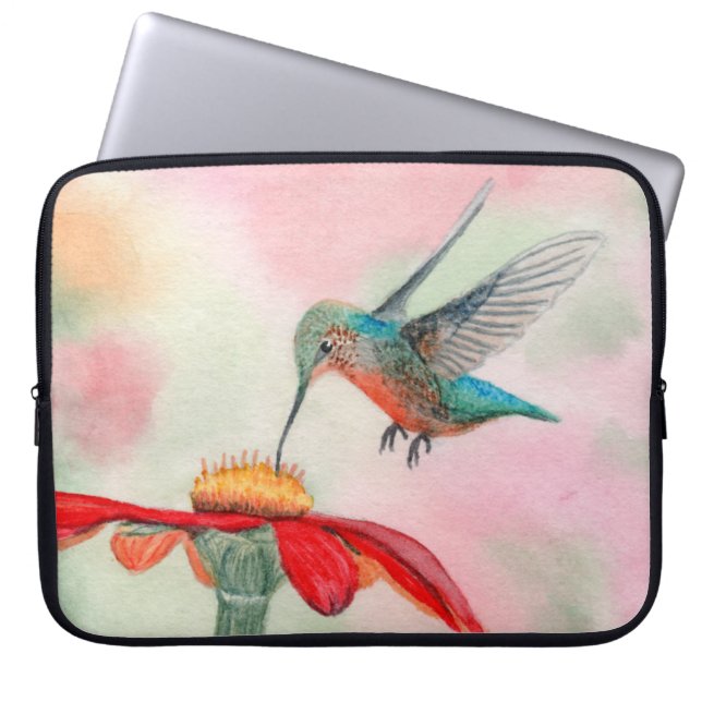 Pour Ordinateur Portable Housse d'ordinateur en aquarelle colibri (Devant)