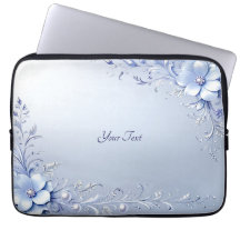 Housse d'ordinateur Fleurs Ornementales Bleues ave