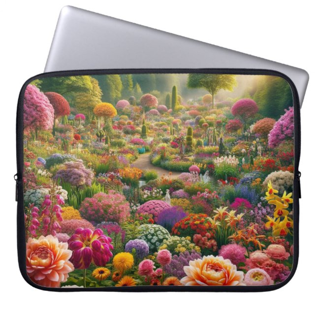 Pour Ordinateur Portable Housse d'ordinateur jardin de fleurs fantastiques (Devant)