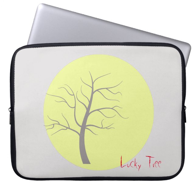 Pour Ordinateur Portable Housse d'ordinateur jaune gris Arbre Chanceux (Devant)