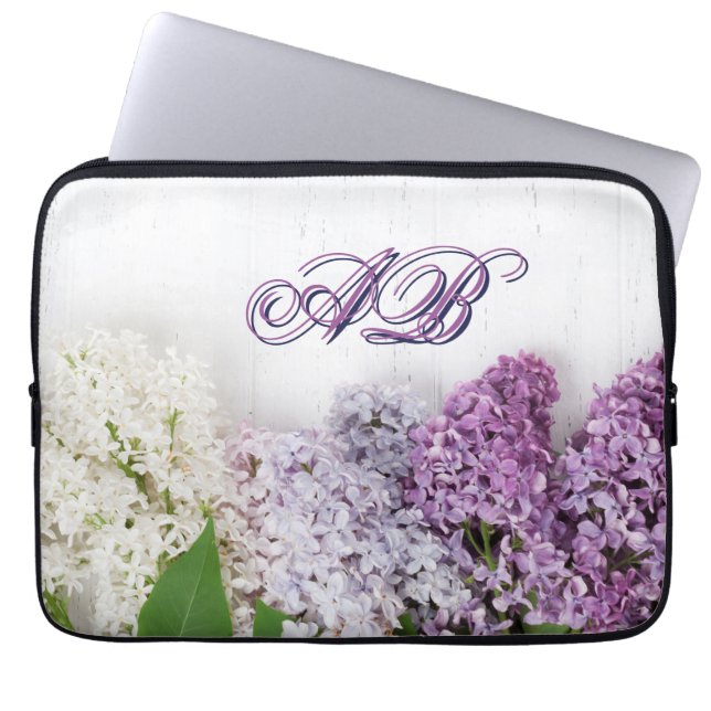 Pour Ordinateur Portable Housse d'ordinateur lilas personnalisée | Monogram (Devant)