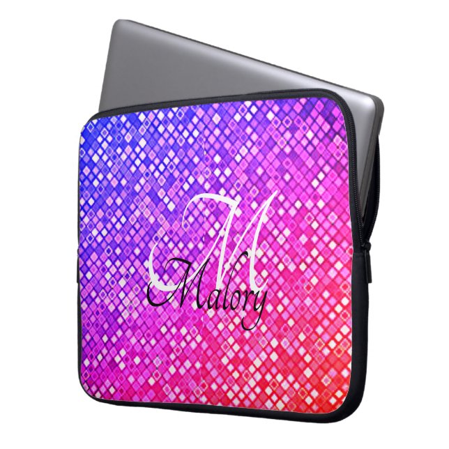 Pour Ordinateur Portable Housse d'ordinateur personnalisée Monogram Sparkle (devant gauche)