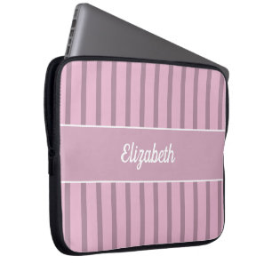 Pour Ordinateur Portable Housse d'ordinateur rose moderne et rayée de mauve