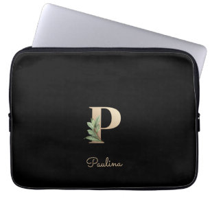 Pour Ordinateur Portable LETTRE MONOGRAPHIQUE BOtanique Élégante Housse d'o
