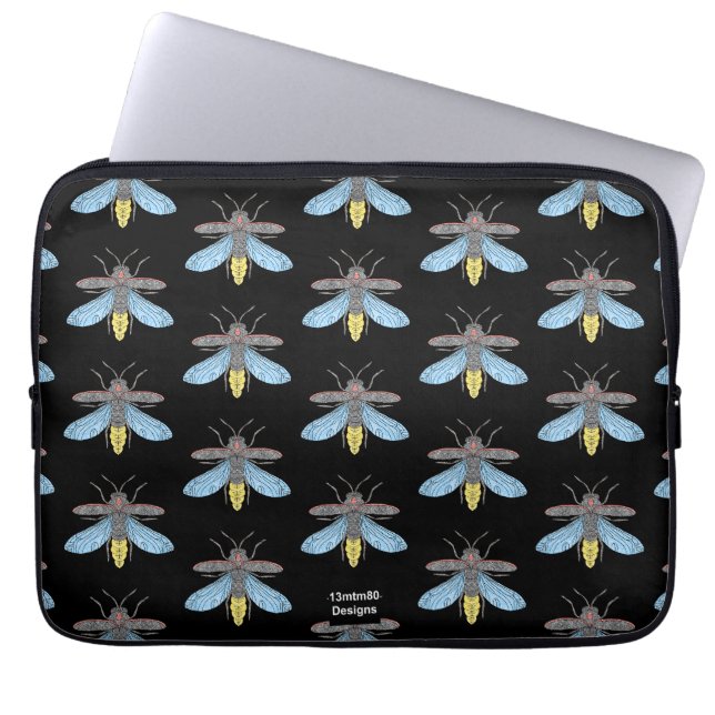 Pour Ordinateur Portable Lucioles (motif noir) - Housse d'ordinateur (Devant)