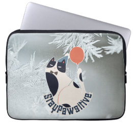 Pour Ordinateur Portable Restez Pawsitive Illustration de chat Housse en né
