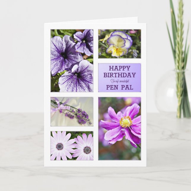 Pour Pen Pal, Lavender Hues florale carte d'annive (Devant)