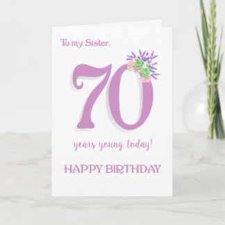 Pour Soeur 70e Anniversaire Lavande et carte Rose