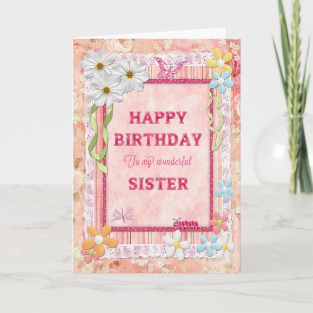 Pour soeur, carte d'anniversaire pour l'artisanat (Devant)