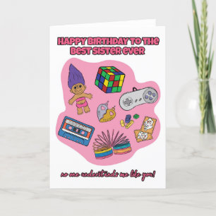 Pour Soeur Retro 90s Toys Carte Anniversaire