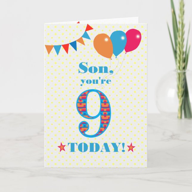 Pour Son 9e Anniversaire Bund et Carte Ballons (Devant)