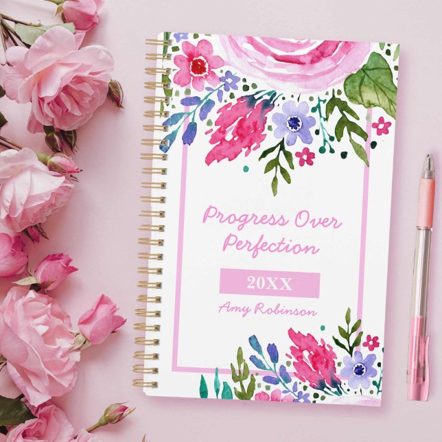Pour Son Aquarelle Rose Floral Positionneur (For Her Pink Watercolor Floral Positive Planner)