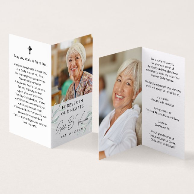 Pour toujours dans nos coeurs Foliage Photos Carte (Inside and Outside)