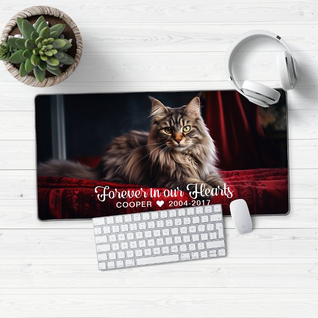 Pour toujours dans nos coeurs Pet Keepsaké Photo (Forever in Our Hearts Pet Memorial Keepsake Photo Desk Mat Mouse Pad)