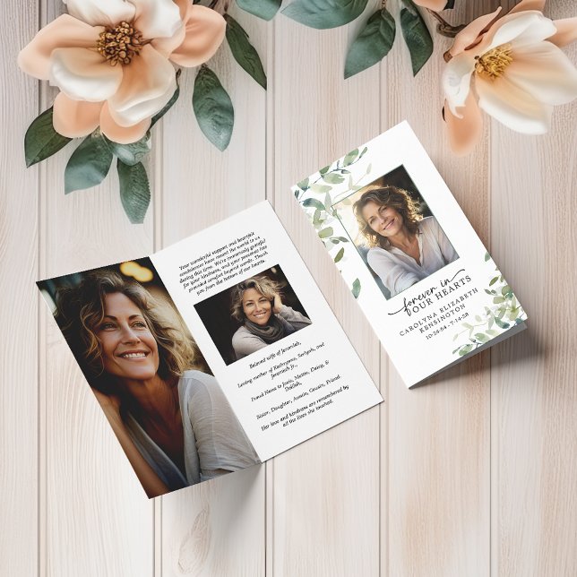 Pour toujours dans nos coeurs Petite carte de priè (Forever in Our Hearts Small Funeral Prayer Card)