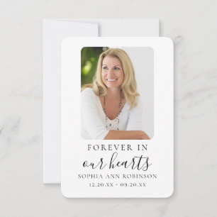 Pour toujours dans nos coeurs Photo Funeral Card