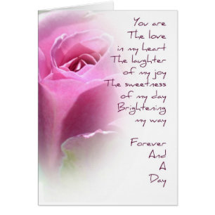 Pour toujours et une carte rose de poème de jour